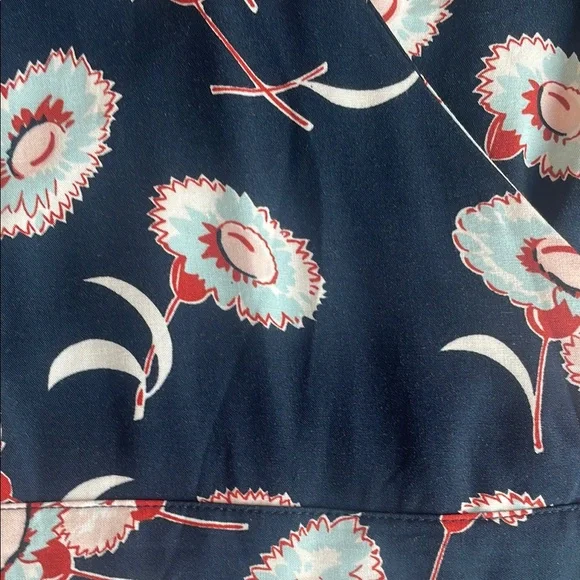 J. Crew Navy Floral Faux Wrap Ruffle Dress Size 8 - Picture 7 of 7